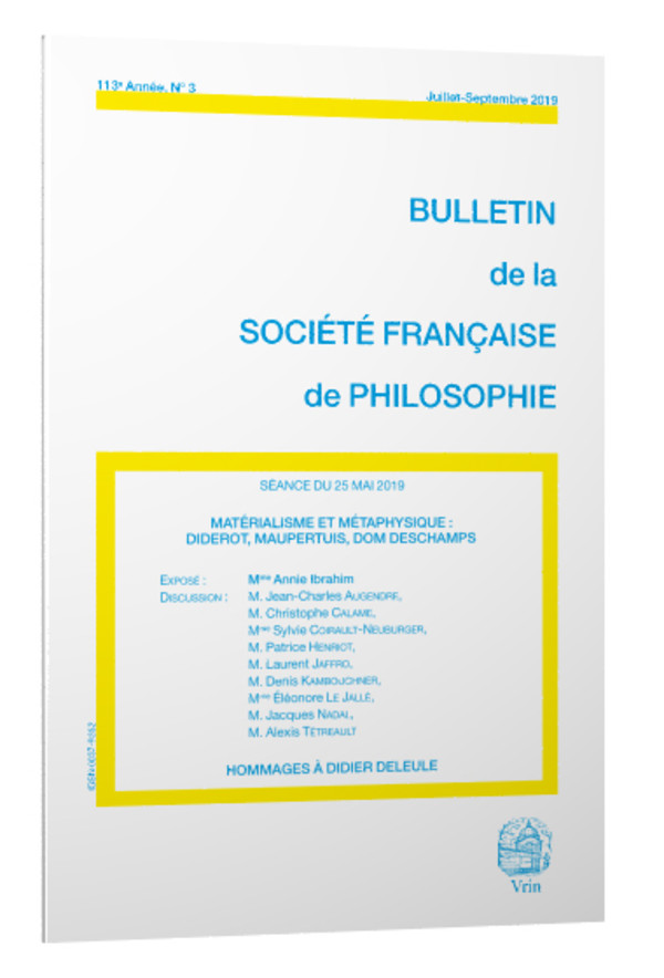 Matérialisme et métaphysique : Diderot, Maupertuis, Dom Deschamps