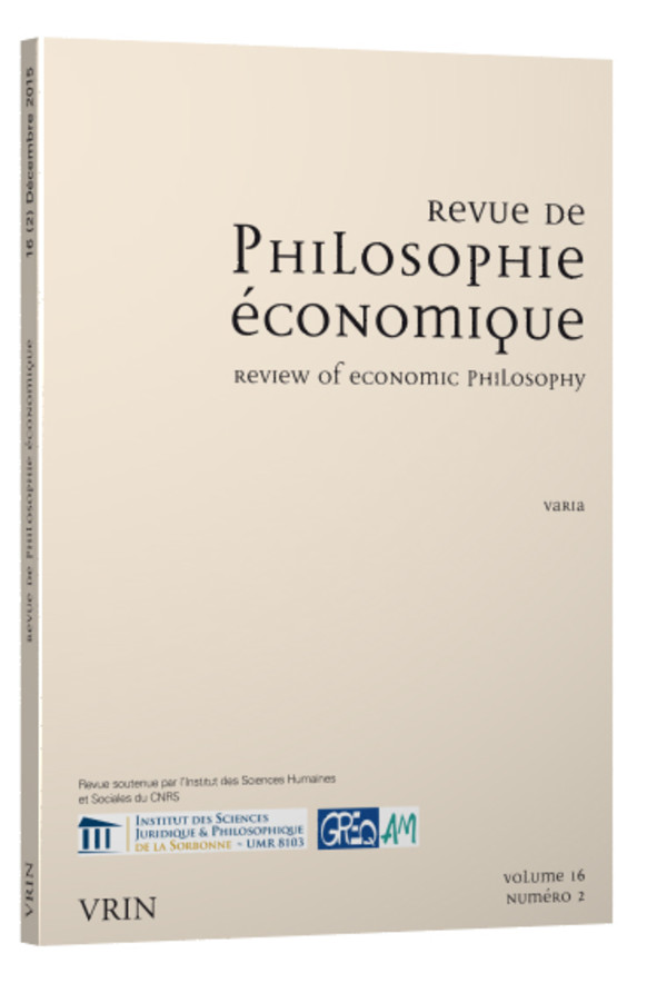 Étudier la pensée économique par le prisme de l’épistémologie historique Examining Economic Thought through the Prism of Historical Epistemology